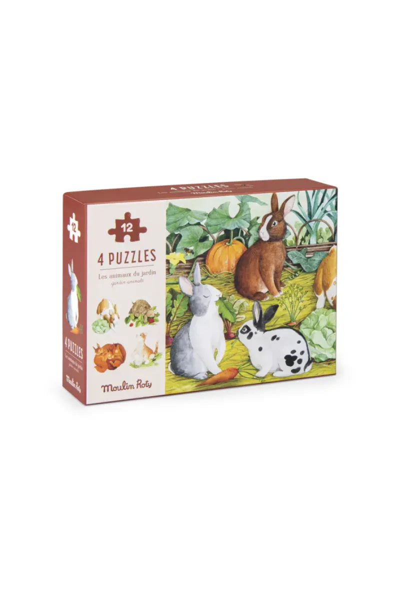 4 mini puzzles 'Les animaux du jardin' | MOULIN ROTY