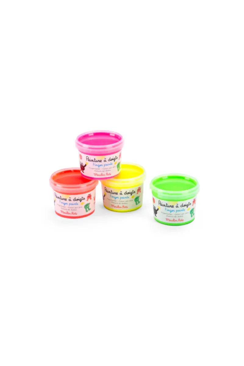 4 pots de peinture à doigts fluo 'Les Schmouks' | MOULIN ROTY