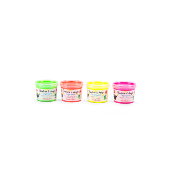4 pots de peinture à doigts fluo 'Les Schmouks' | MOULIN ROTY