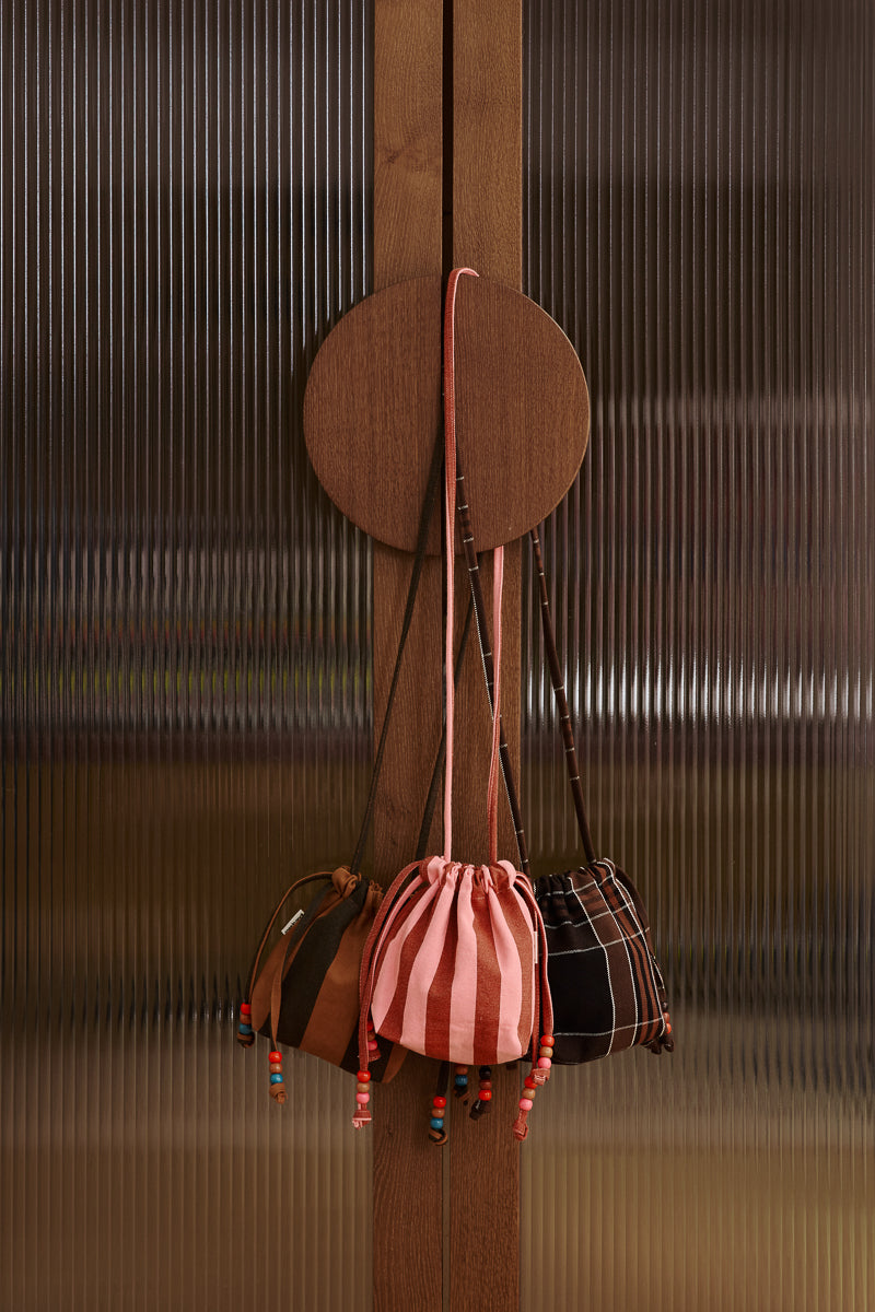Mini cabas Billie Black tartan - Rose in April