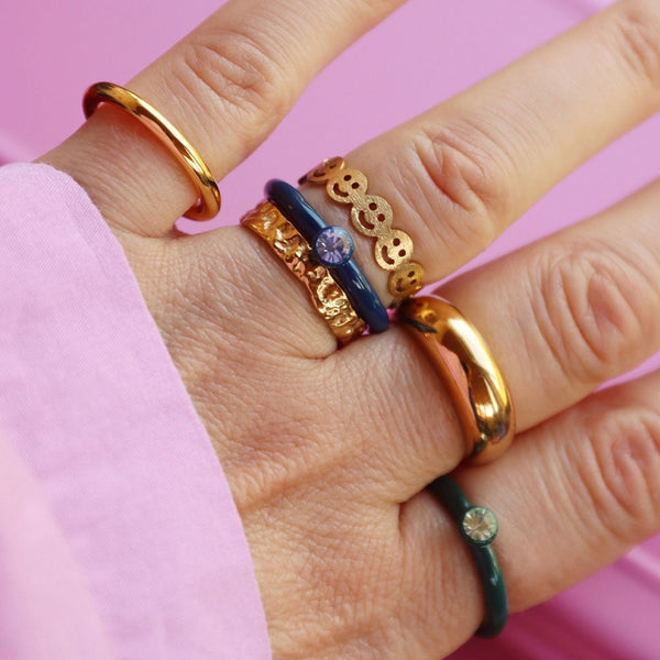 Bague 'Color Crystal' Retro Dark Blue