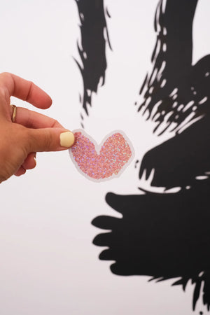 Sticker 'Coeur' rose irisé | MOUFLETTE