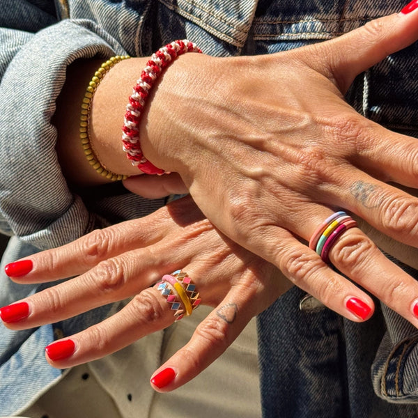 Bague 'Color Double' Burnt Coral/Plum - LULU Copenhagen - vue 3