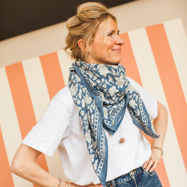 Foulard Latika 'Coeur' horizon | APACHES COLLECTIONS