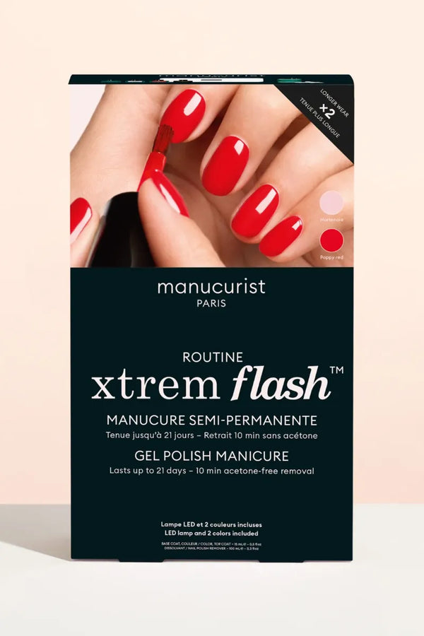 Kit routine 'Xtrem flash' manucure semi-permanente - Hortencia + Poppy red | MANUCURIST