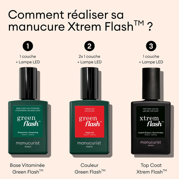 Kit routine 'Xtrem flash' manucure semi-permanente - Hortencia + Poppy red | MANUCURIST