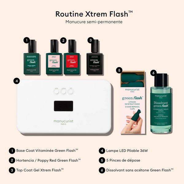Kit routine 'Xtrem flash' manucure semi-permanente - Hortencia + Poppy red | MANUCURIST