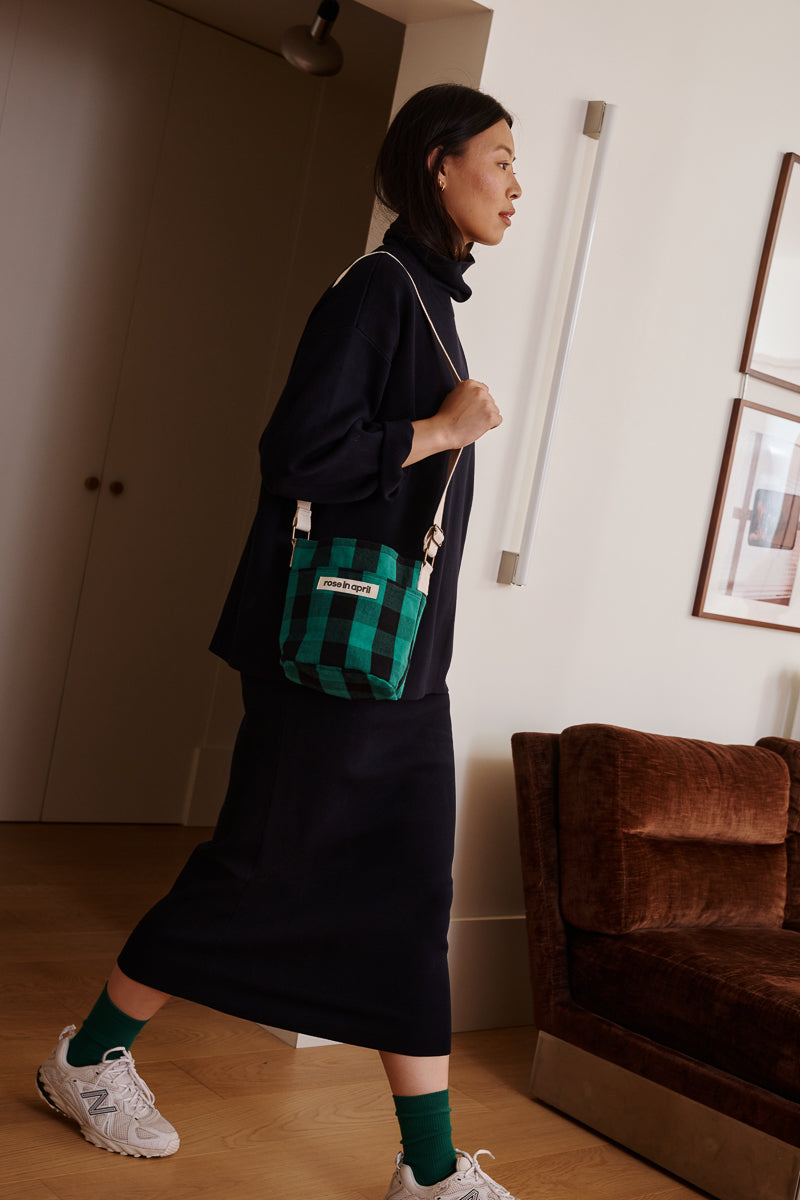 Sac seau Zazou Big vichy Vert - Rose in April - vue 2