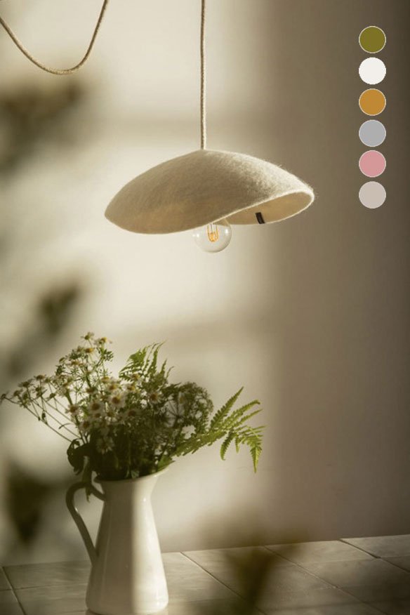 Abat-jour 'Dome' S 33x10cm en laine feutrée | MUSKHANE