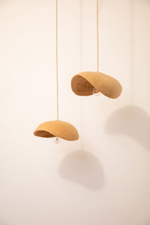 Abat-jour 'Dome' S 33x10cm en laine feutrée | MUSKHANE