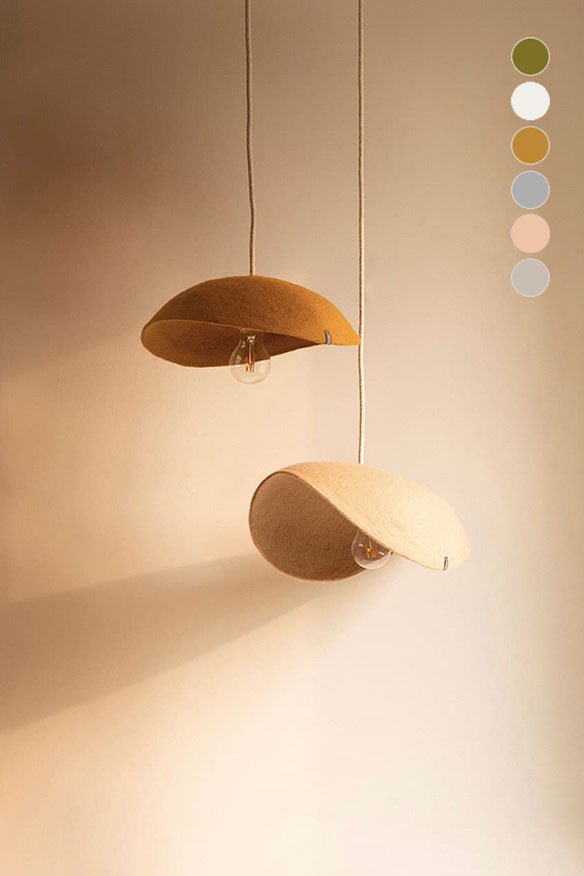 Abat-jour 'Dome' M 40x12cm en laine feutrée | MUSKHANE