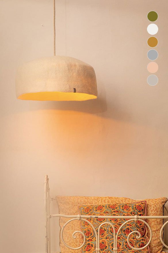 Abat-jour 'Yourte' L 40x14cm en laine feutrée | MUSKHANE