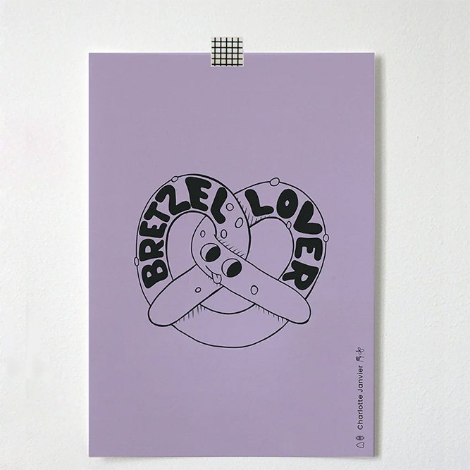 Affiche 'Bretzel Lover' Lilas A5 | CHARLOTTE JANVIER