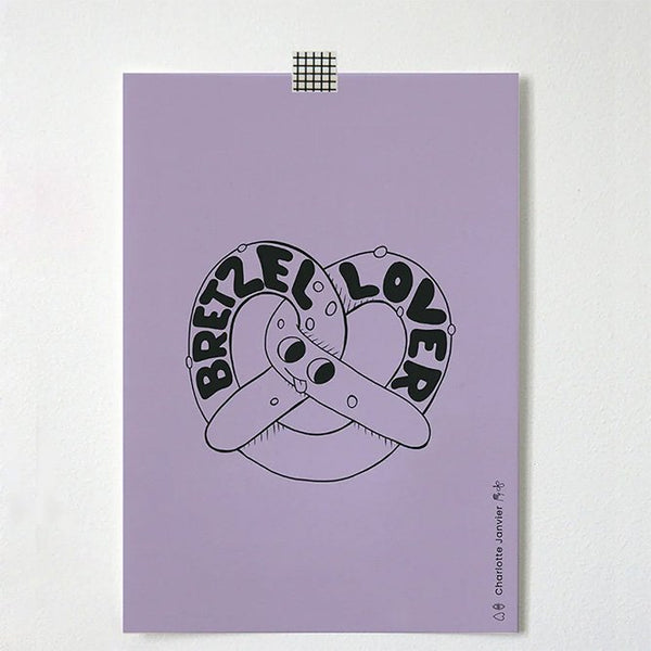 Affiche 'Bretzel Lover' Lilas A5 | CHARLOTTE JANVIER