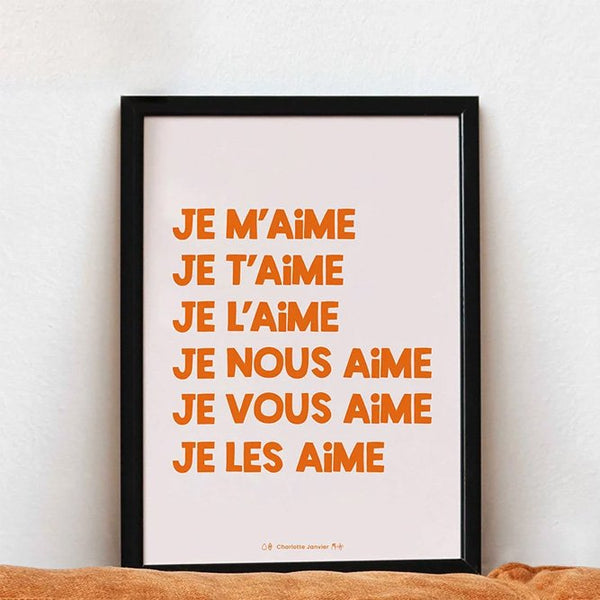 Affiche 'Je m'aime' Orange A5 | CHARLOTTE JANVIER