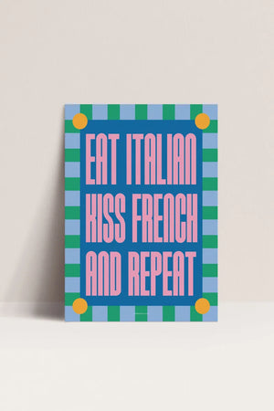 Affiche 30x40cm 'Eat italian, kiss french' | PAPIER AND CO.