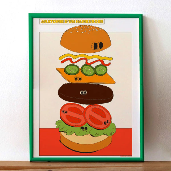 Affiche 'Anatomie d'un hamburger' 30x40cm | CHARLOTTE JANVIER