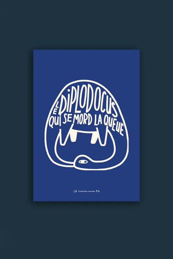 Affiche 'Diplodocus' Bleu A4 | CHARLOTTE JANVIER