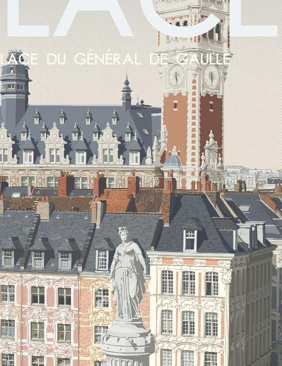 Affiche de la Grand' Place de Lille 50x70cm | I FOLLOWED THE BIRDS