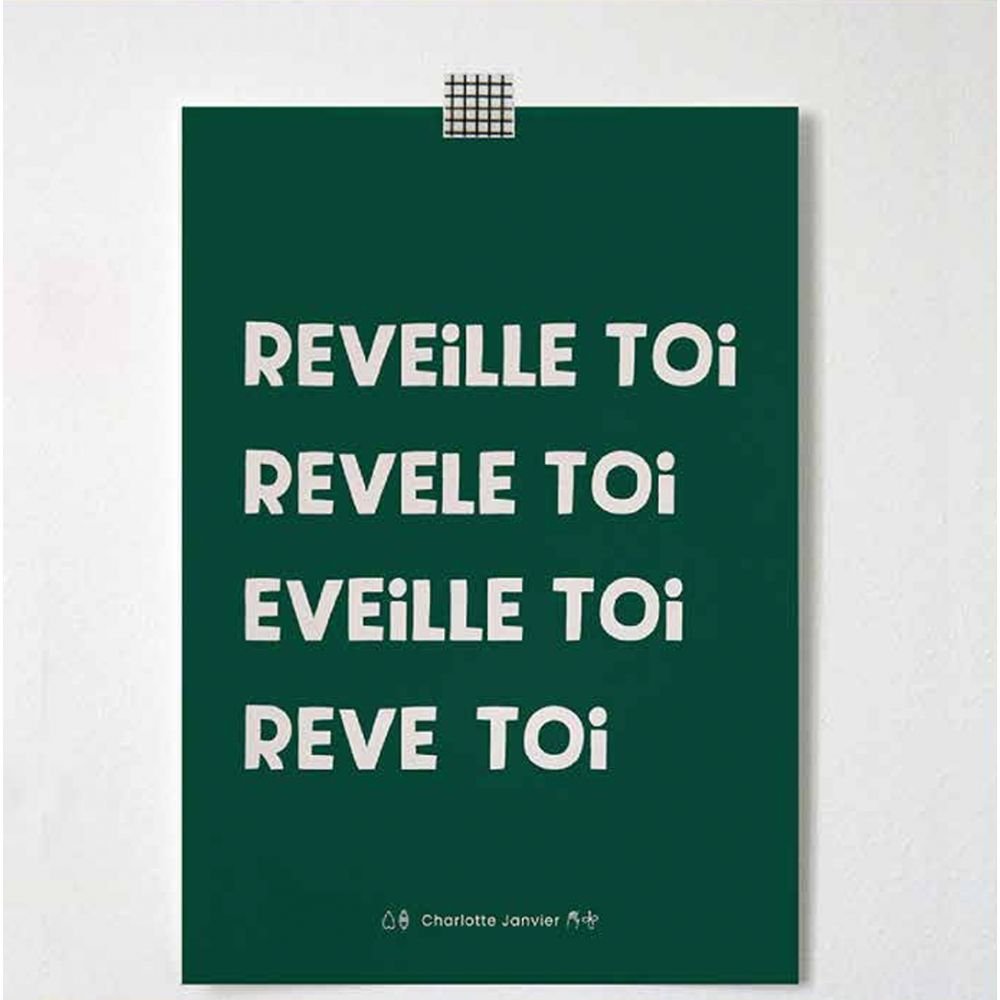 Affiche 'Réveille toi' Vert A5 | CHARLOTTE JANVIER