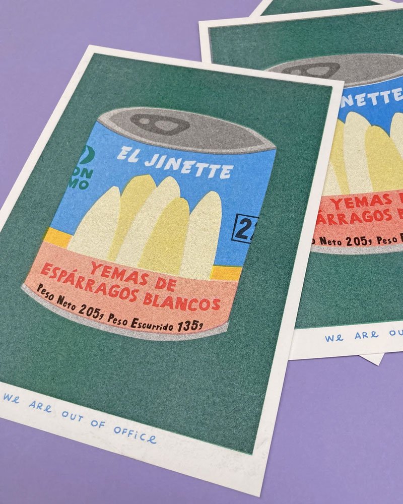 Affiche risographie 'Conserve Asperges' | WE ARE OUT OF OFFICE