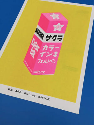 Affiche risographie 'Encre Sakura' | WE ARE OUT OF OFFICE