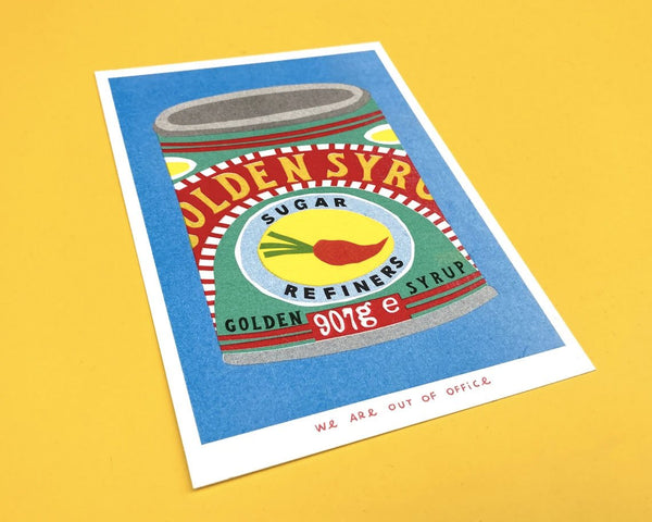 Affiche risographie 'Boite Goldensyrup' | WE ARE OUT OF OFFICE