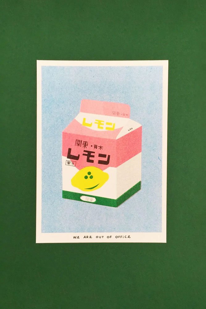 Affiche risographie 'Brique lait citronné' | WE ARE OUT OF OFFICE