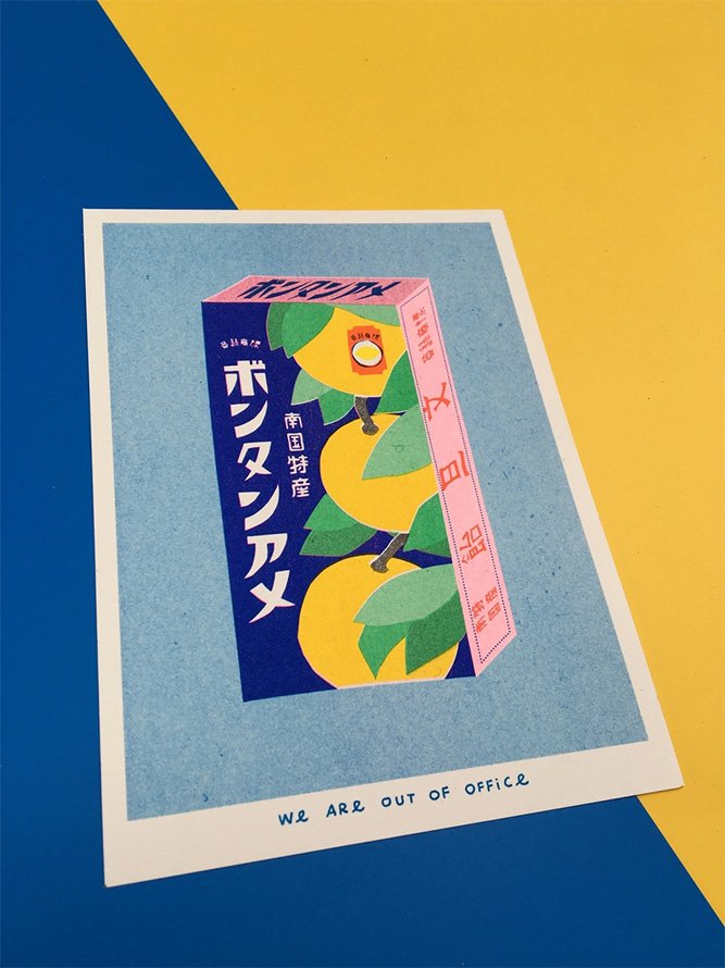 Affiche risographie 'Bonbons Japonnais' | WE ARE OUT OF OFFICE