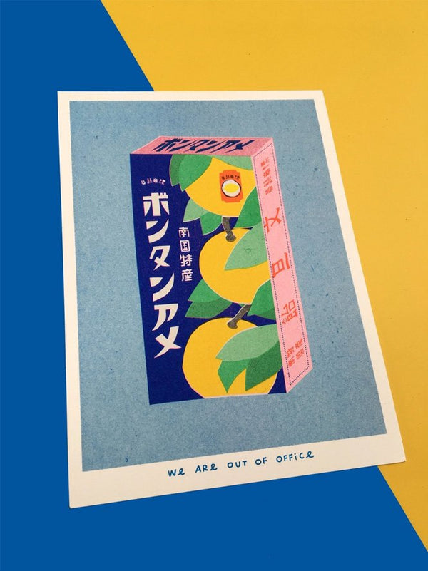 Affiche risographie 'Bonbons Japonnais' | WE ARE OUT OF OFFICE