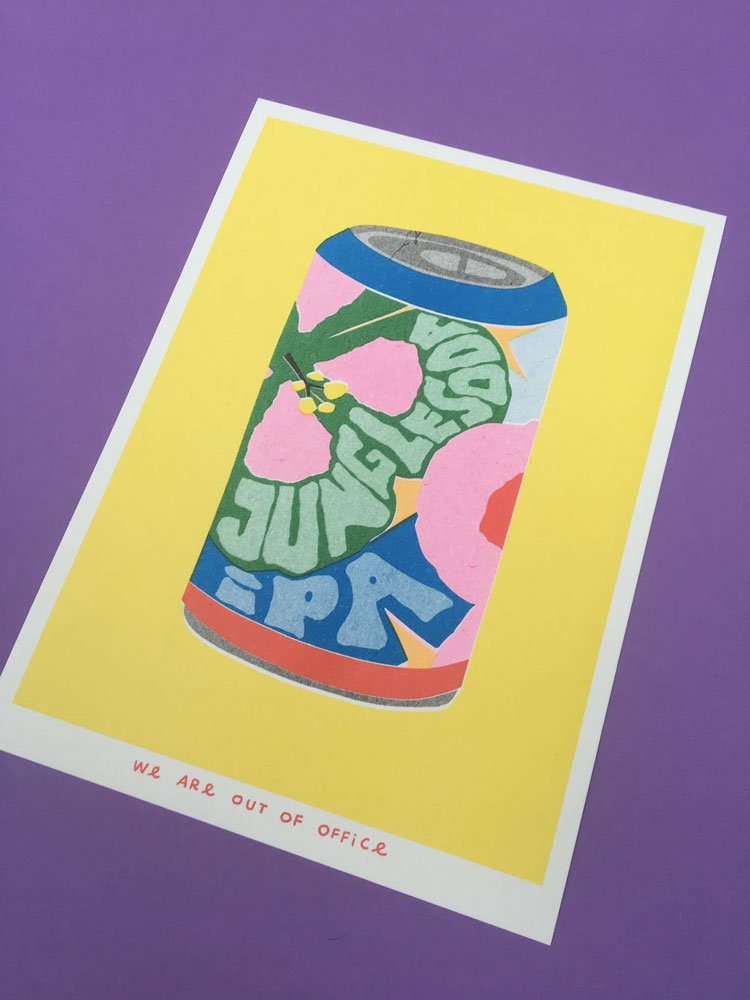 Affiche risographie 'Canette Jungle Soda' | WE ARE OUT OF OFFICE