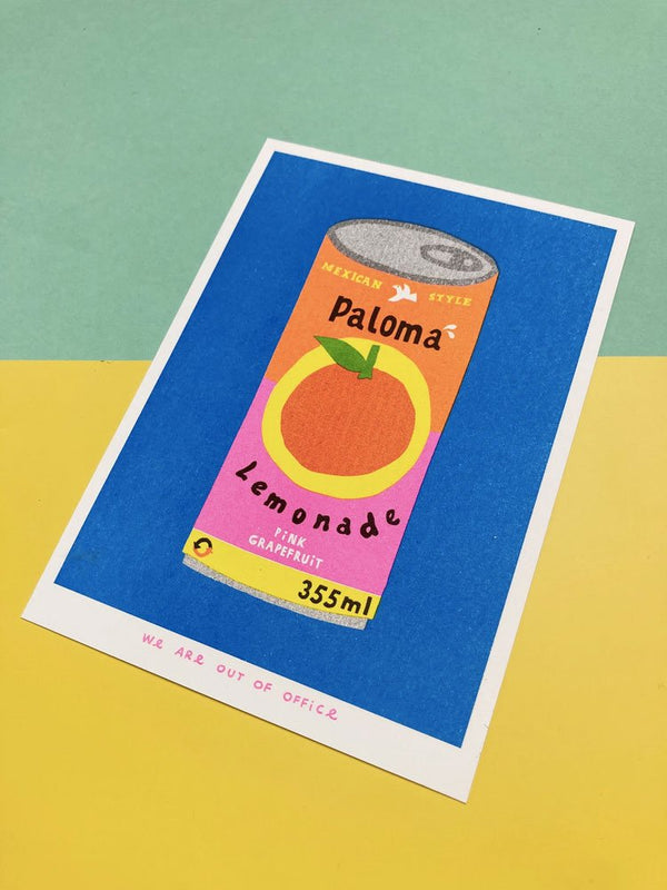Affiche risographie 'Canette Limonade Paloma' | WE ARE OUT OF OFFICE