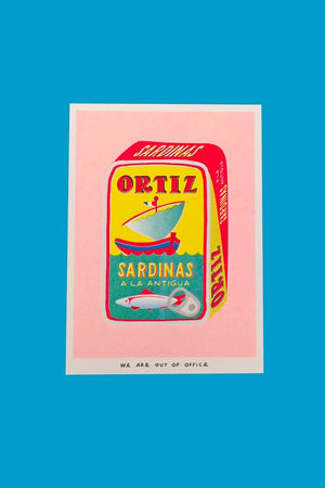 Affiche risographie 'Ortiz boîte pleine de sardines' | WE ARE OUT OF OFFICE