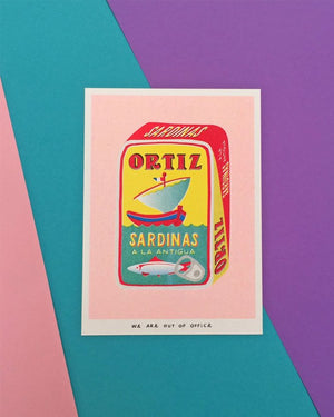 Affiche risographie 'Ortiz boîte pleine de sardines' | WE ARE OUT OF OFFICE