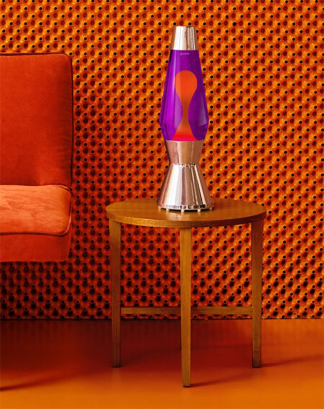 Lampe à lave 'Astro' Argent Violet-Orange | MATHMOS