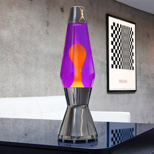 Lampe à lave 'Astro' Argent Violet-Orange | MATHMOS