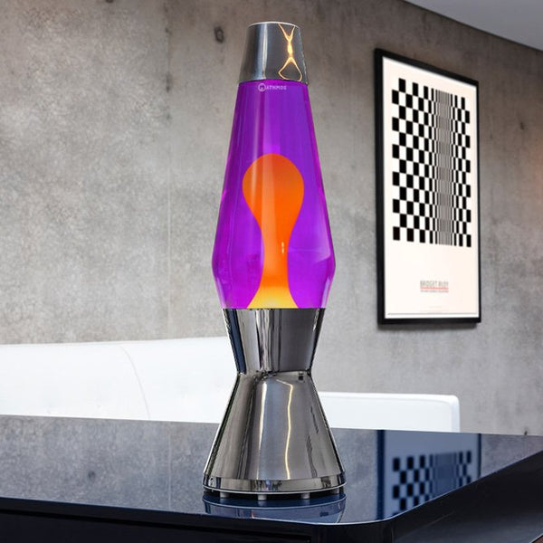 Lampe à lave 'Astro' Argent Violet-Orange | MATHMOS