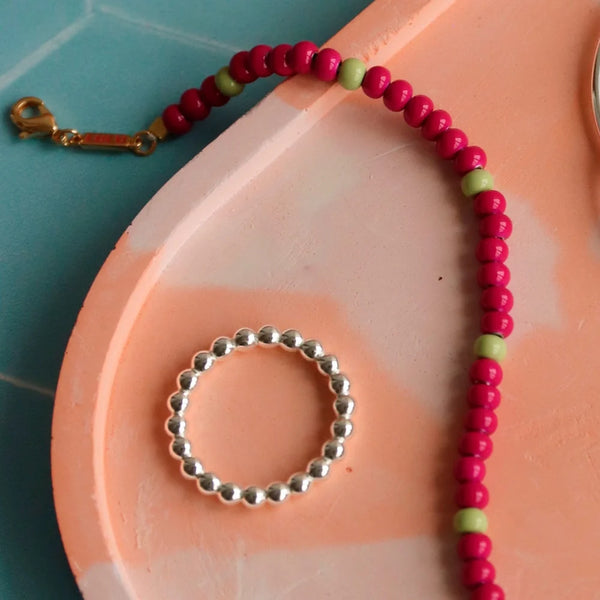 Bague 'Color Ball' Silver | LULU COPENHAGEN