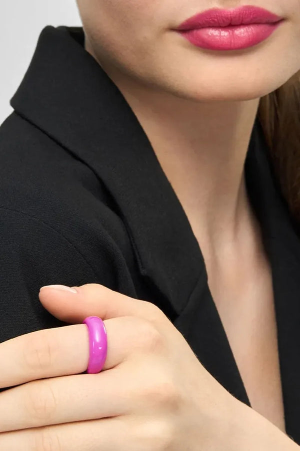 Bague 'Color Chunky' Electric Fuchsia Pink | LULU COPENHAGEN