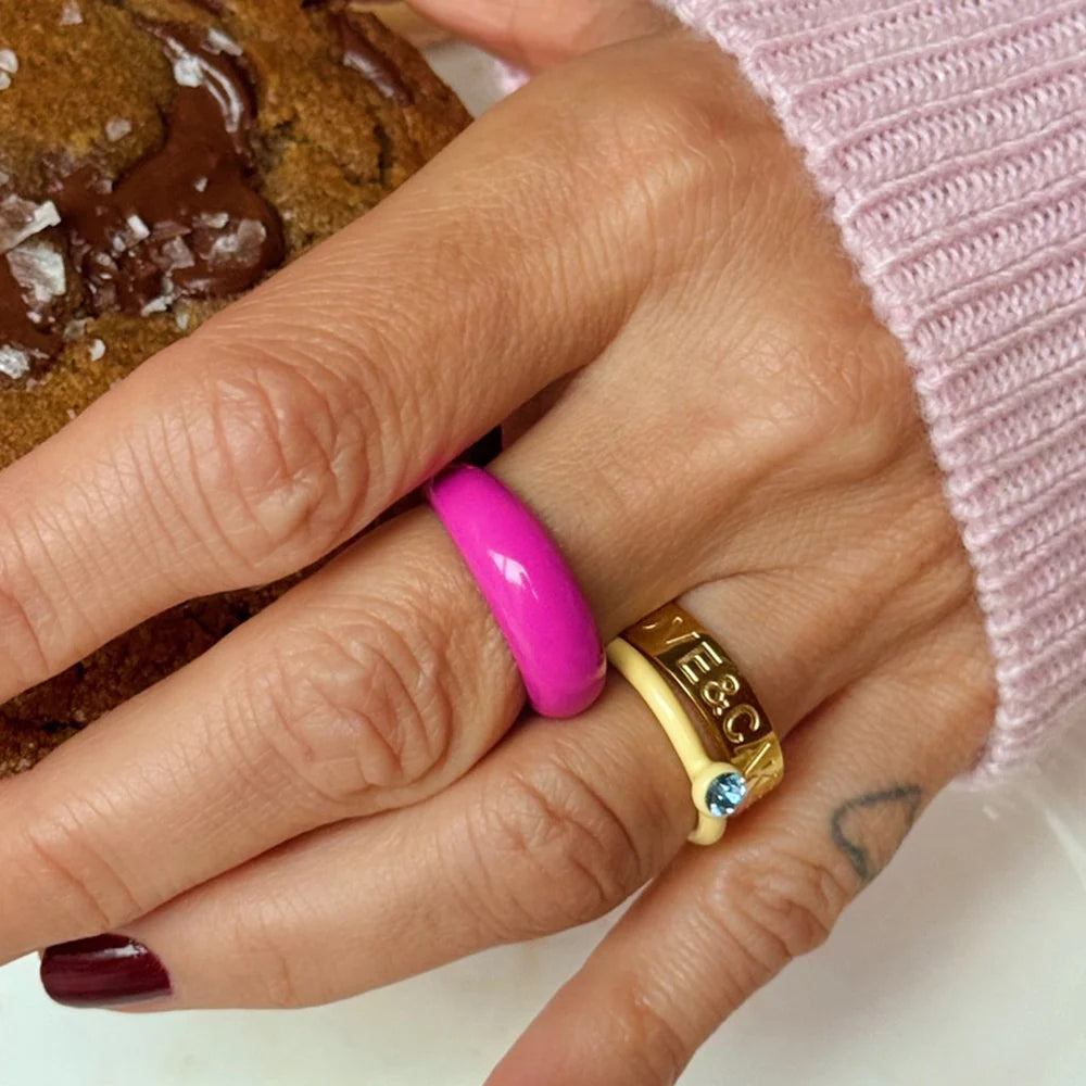 Bague 'Color Chunky' Electric Fuchsia Pink | LULU COPENHAGEN