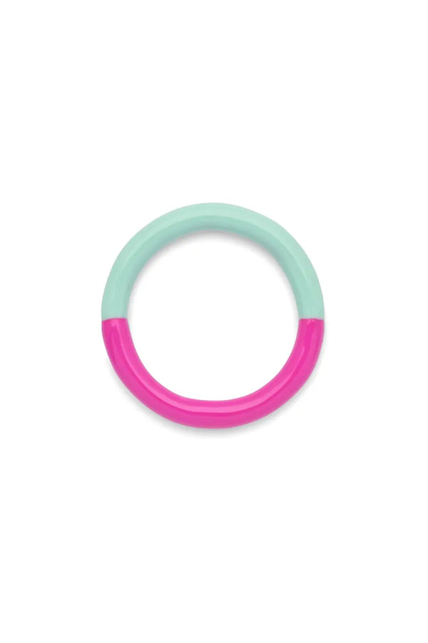 Bague 'Double Color' Electric Fuchsia Pink/Mint | LULU COPENHAGEN