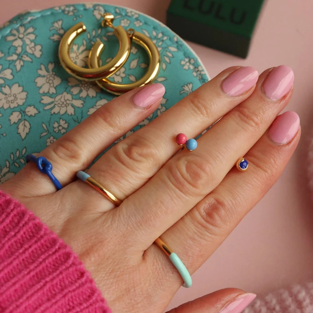 Bague 'Double Color' Gold plated/Mint | LULU COPENHAGEN