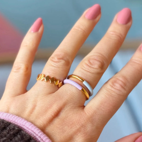 Bague 'Double Color' Gold plated/Purple | LULU COPENHAGEN