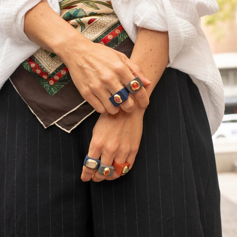 Bague N°146 Marine - Pierre Quartz rose | EMOLO