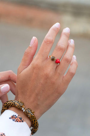 Bague 'FaceToFace' Coeur & Guépard | NACH BIJOUX