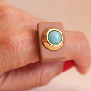 Bague N°131 Moka - Pierre Turquoise | EMOLO
