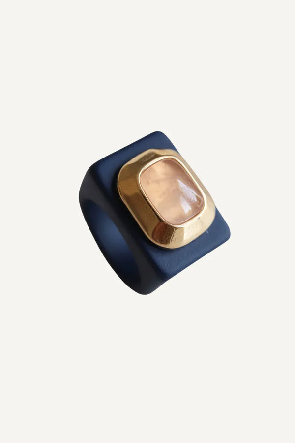 Bague N°146 Marine - Pierre Quartz rose | EMOLO