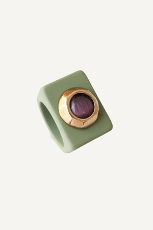 Bague N°168 Verte - Pierre Sélénite lilas | EMOLO