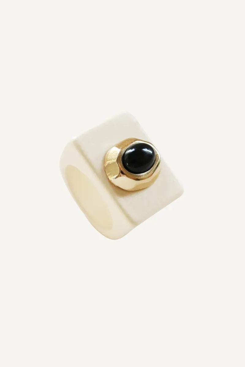 Bague N°25 Crème - Pierre Onyx | EMOLO