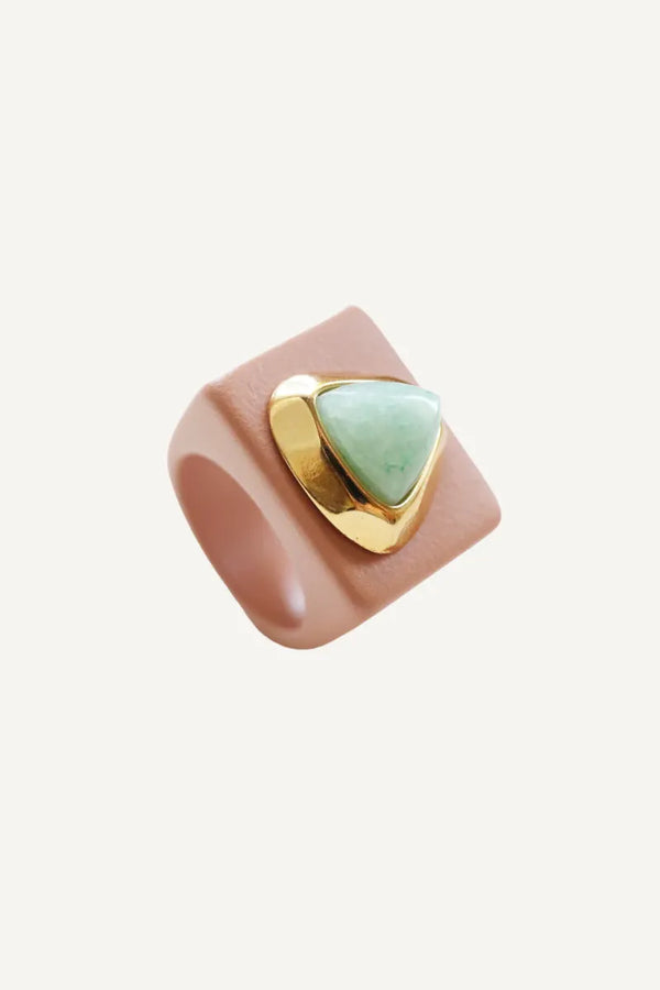 Bague N°5 Nude - Pierre Quartz vert | EMOLO
